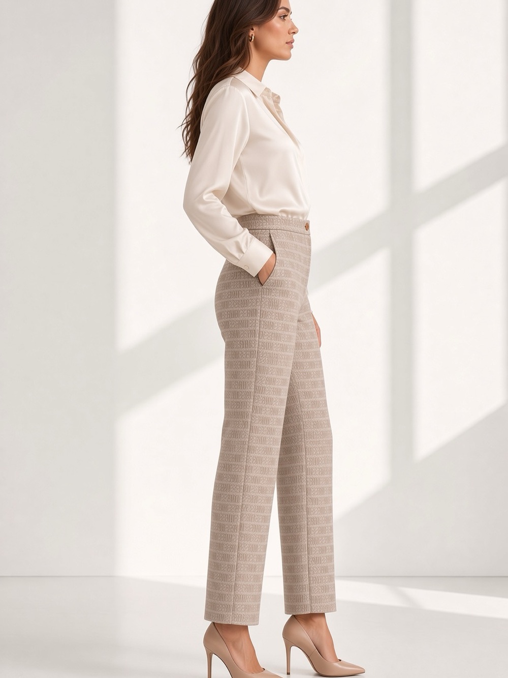 THIS IS FOR @DYMDYM72 Fendi Beige Logo Jacquard Pants - Picture 3 of 12